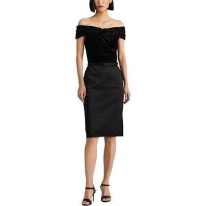 LAUREN Ralph Lauren Belted Off-the-Shoulder Cocktail Dress sz 2 Black